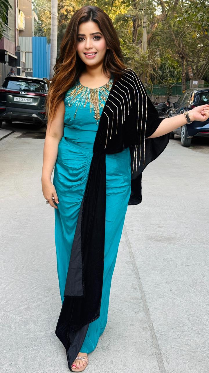 Lalira Drape Skirt- Blue, Pink