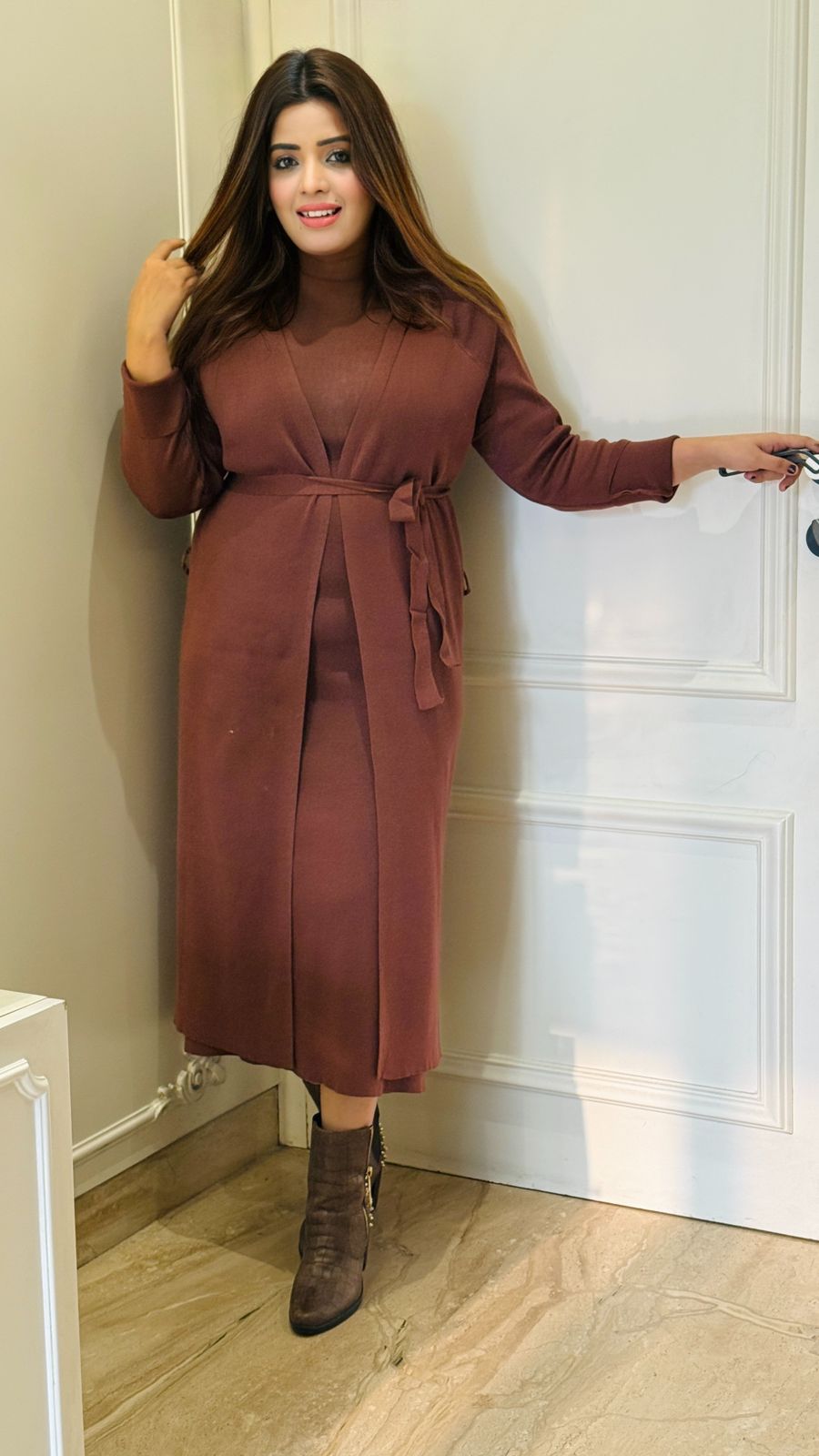 Mirel Warm Set- Maroon, Biege, Black, Brown