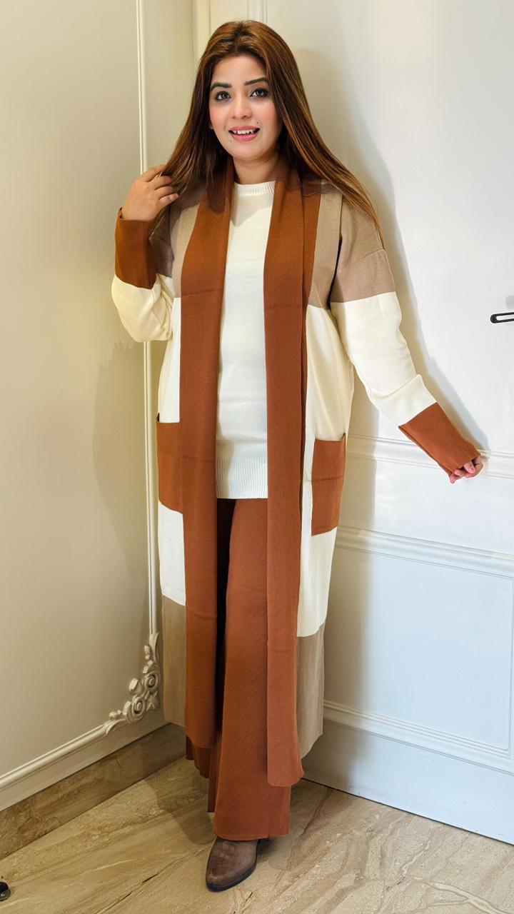 Avenya 3-Piece Shrug Set- Green, Brown, Black