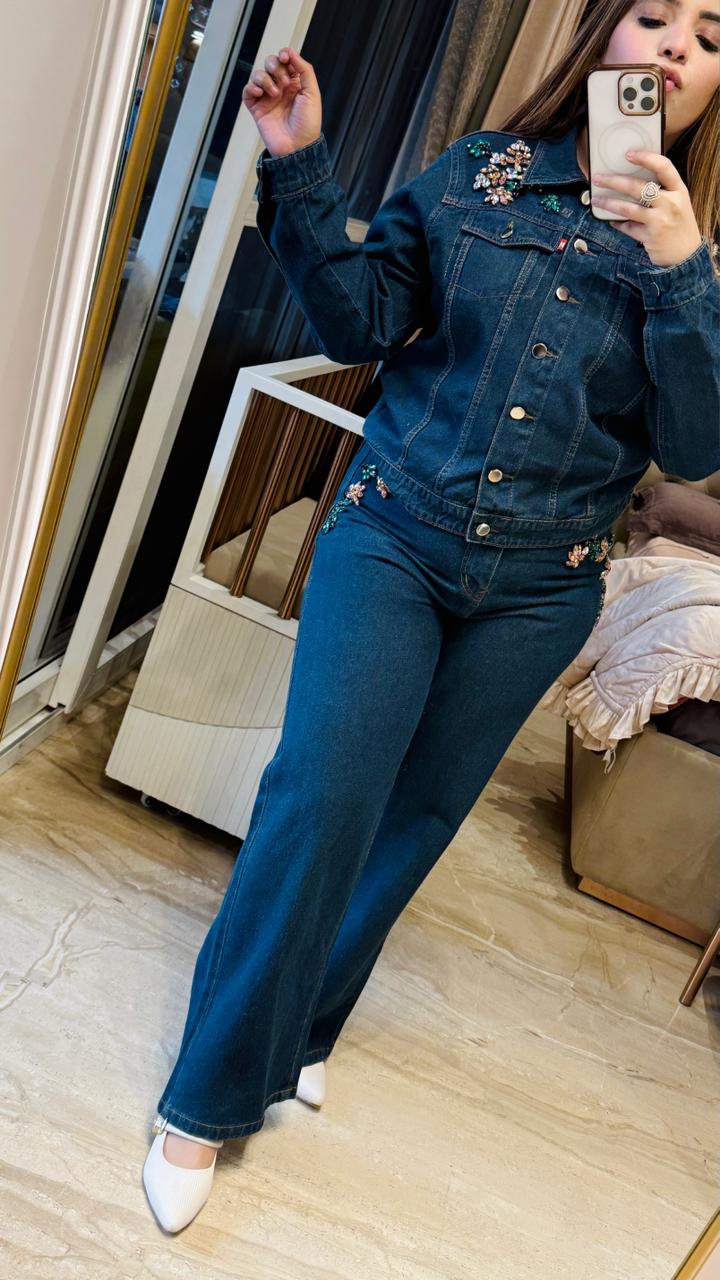 Reyara Denim Cordset- Navy, Blue