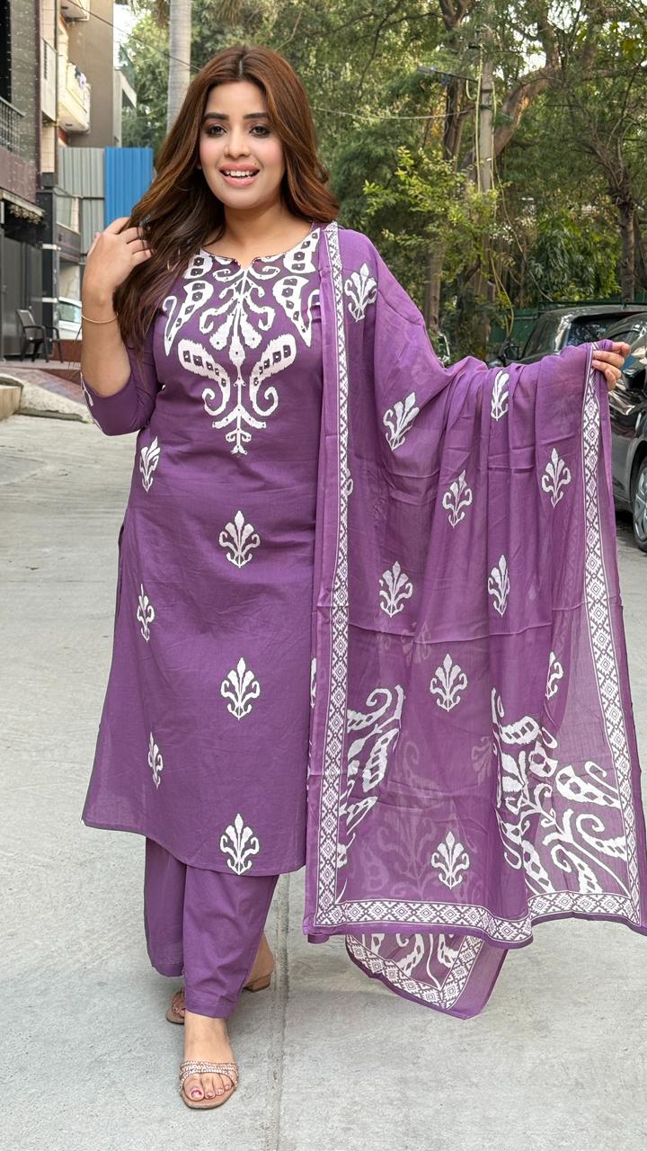 Tanushreea Suit Set- Purple, Pink, Orange, Green, Red, Purple