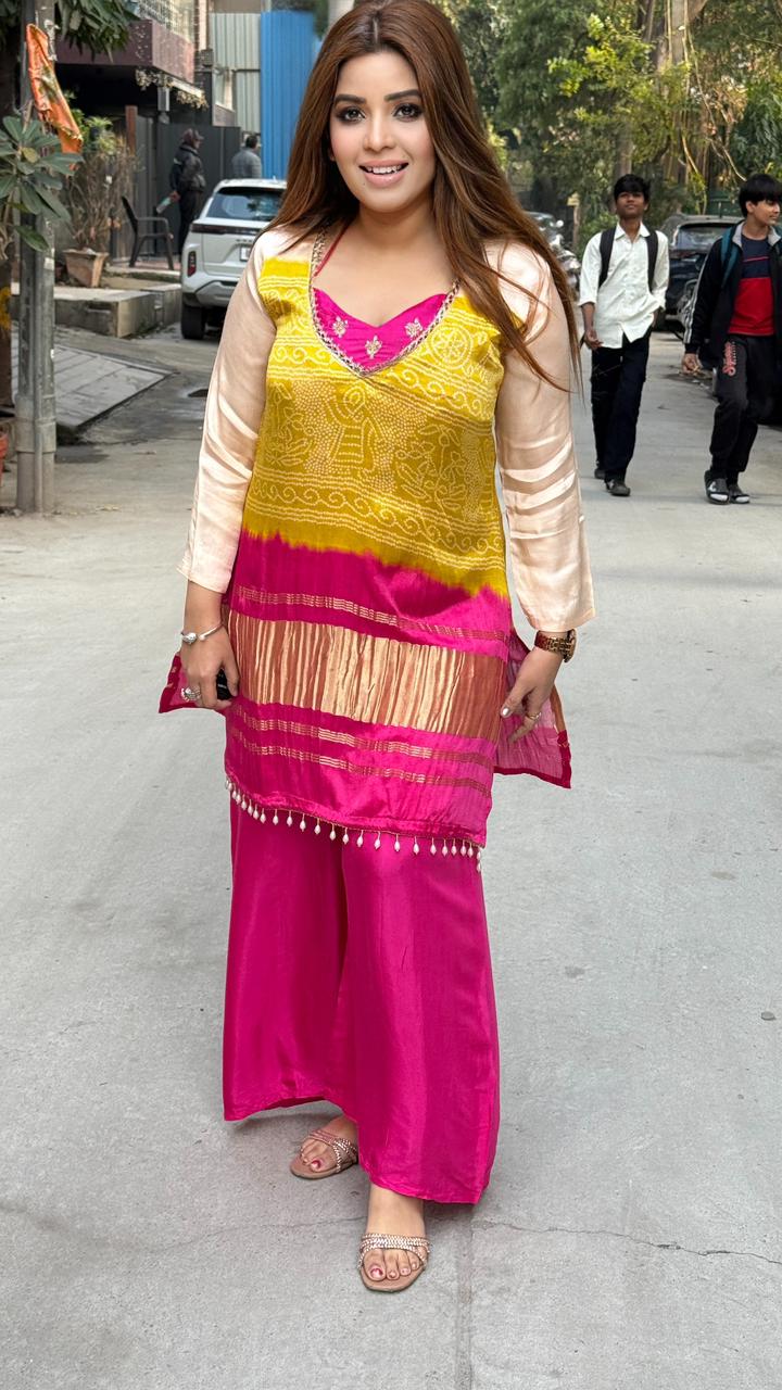 Kanira Plazo Set- Green, Pink