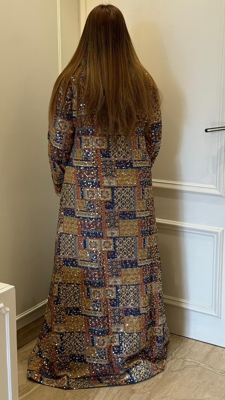 Aarvani Kurti Shrug Set- Blue, Yellow