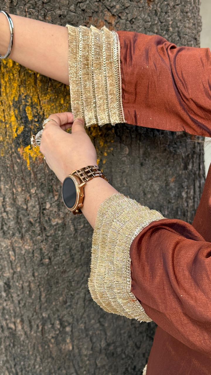 Tanveera Farshi Salwar Set- Brown