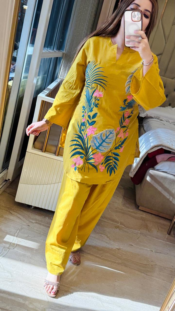 Ornaya Cotton Farshi Salwar- Blue, Yellow, Orange