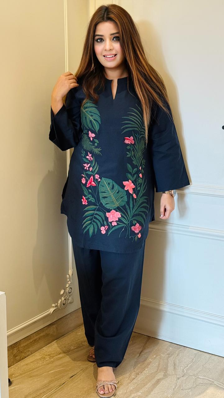 Ornaya Cotton Farshi Salwar- Blue, Yellow, Orange