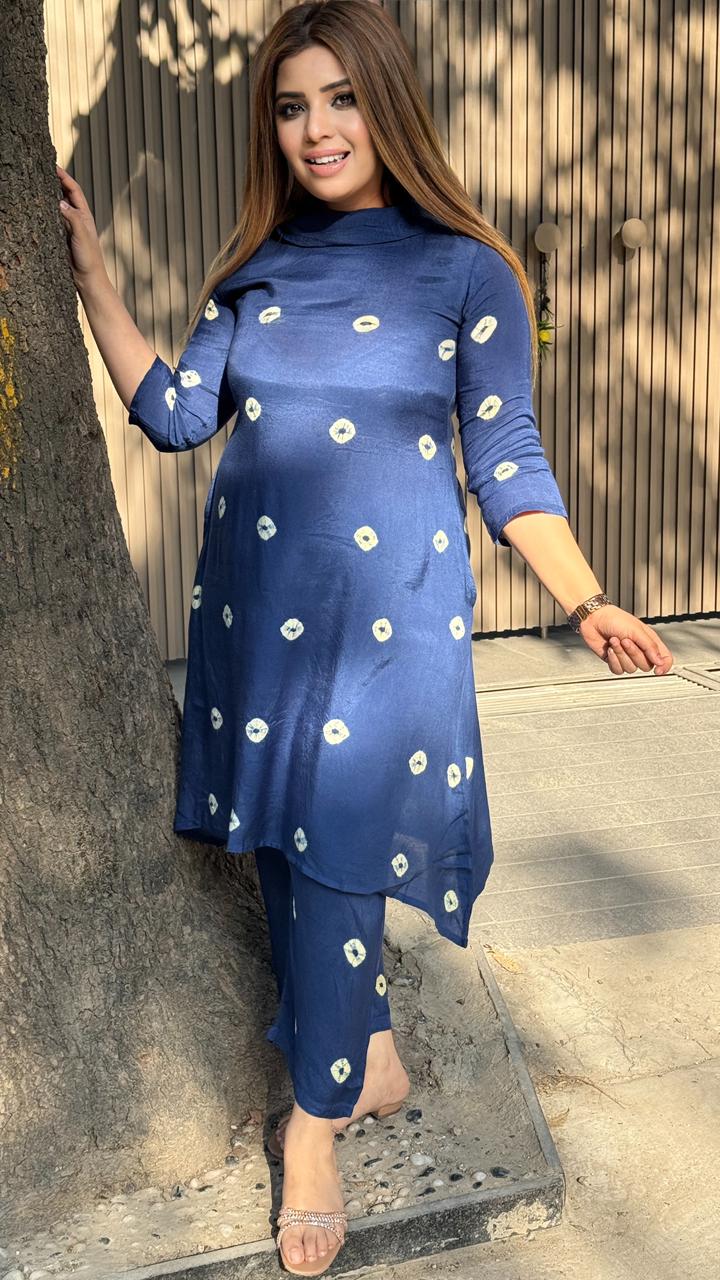 Aarvisha Kurta Set- Blue, Orange