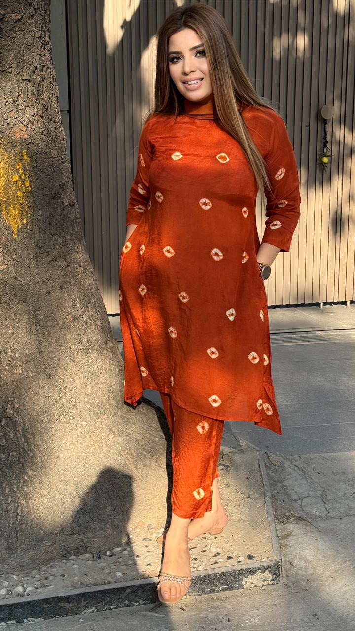 Aarvisha Kurta Set- Blue, Orange