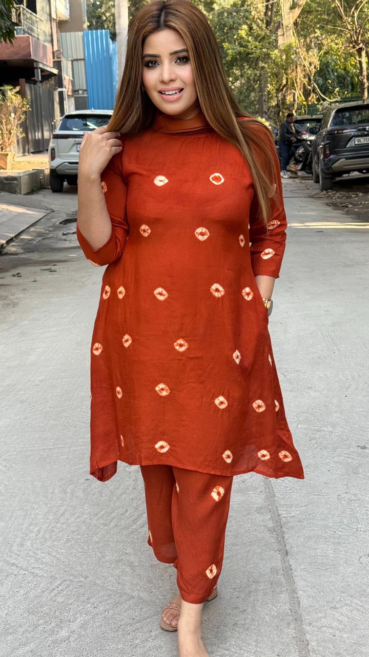 Aarvisha Kurta Set- Blue, Orange