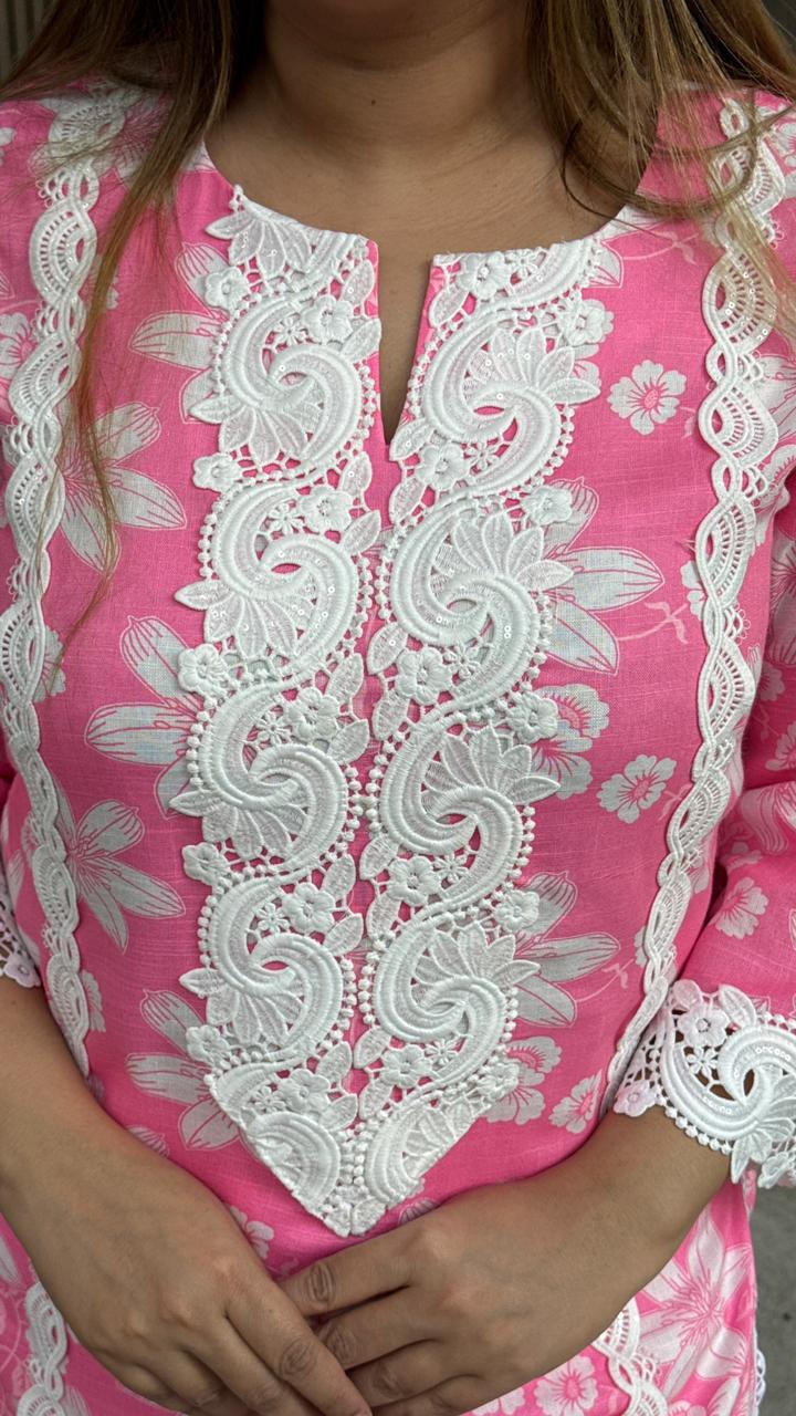 Prishara Cotton Suit Set- Pink, Yellow, Blue
