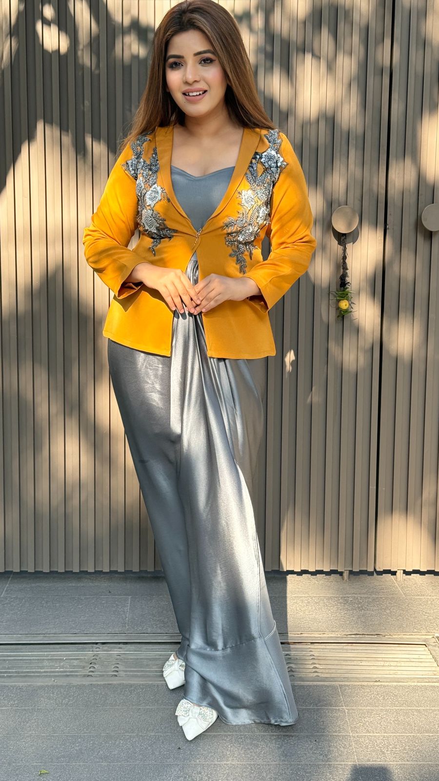 Zavisha Drape Dress Set- Yellow