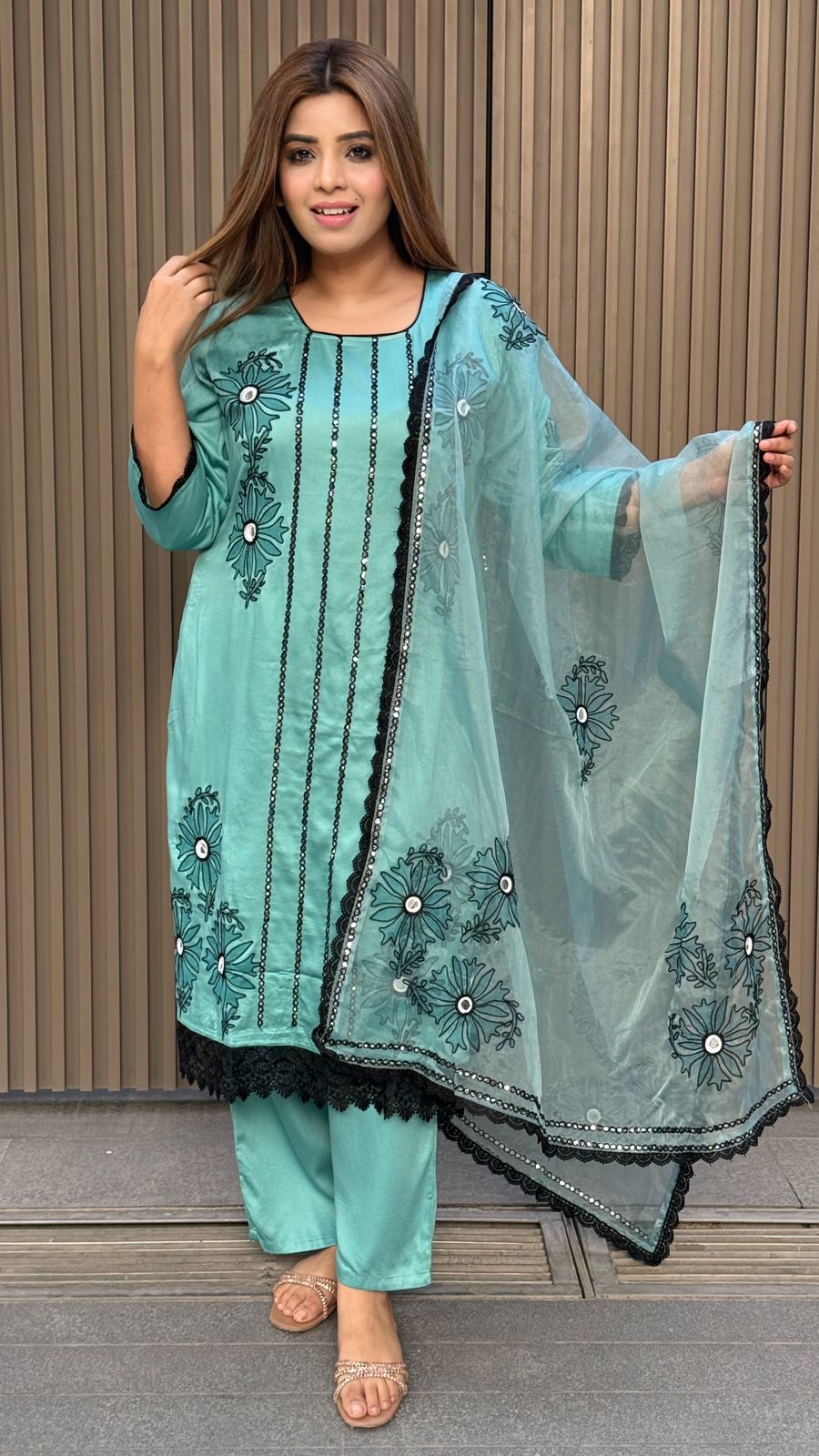 Mehraya Pakistani Suit Set- Green, Yellow, Purple
