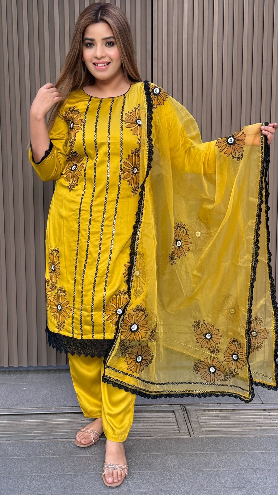 Mehraya Pakistani Suit Set- Green, Yellow, Purple