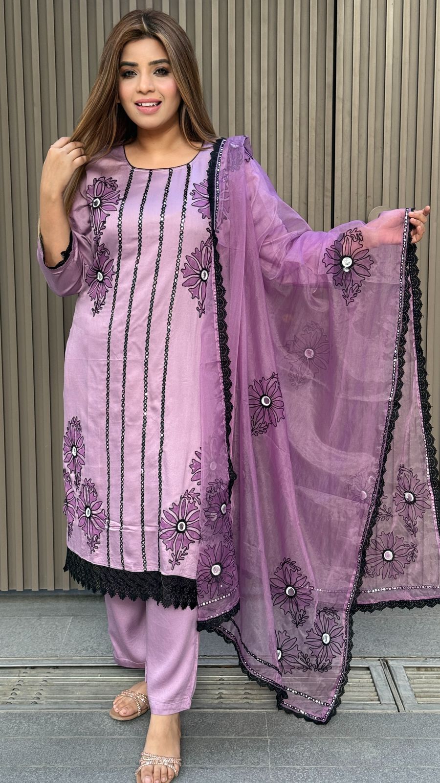 Mehraya Pakistani Suit Set- Green, Yellow, Purple