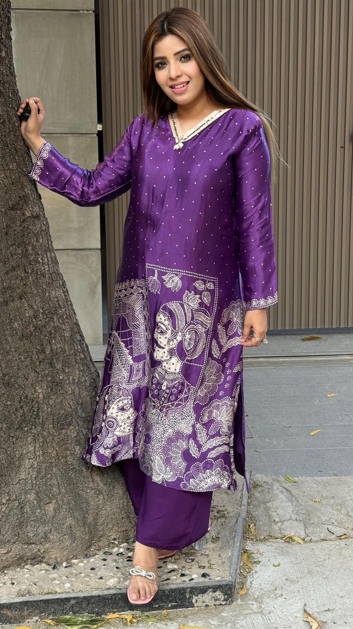 Vamika Kurta Set- Purple, Pink