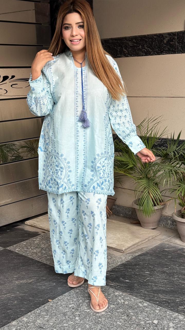 Kashvika Printed Cordset- Blue