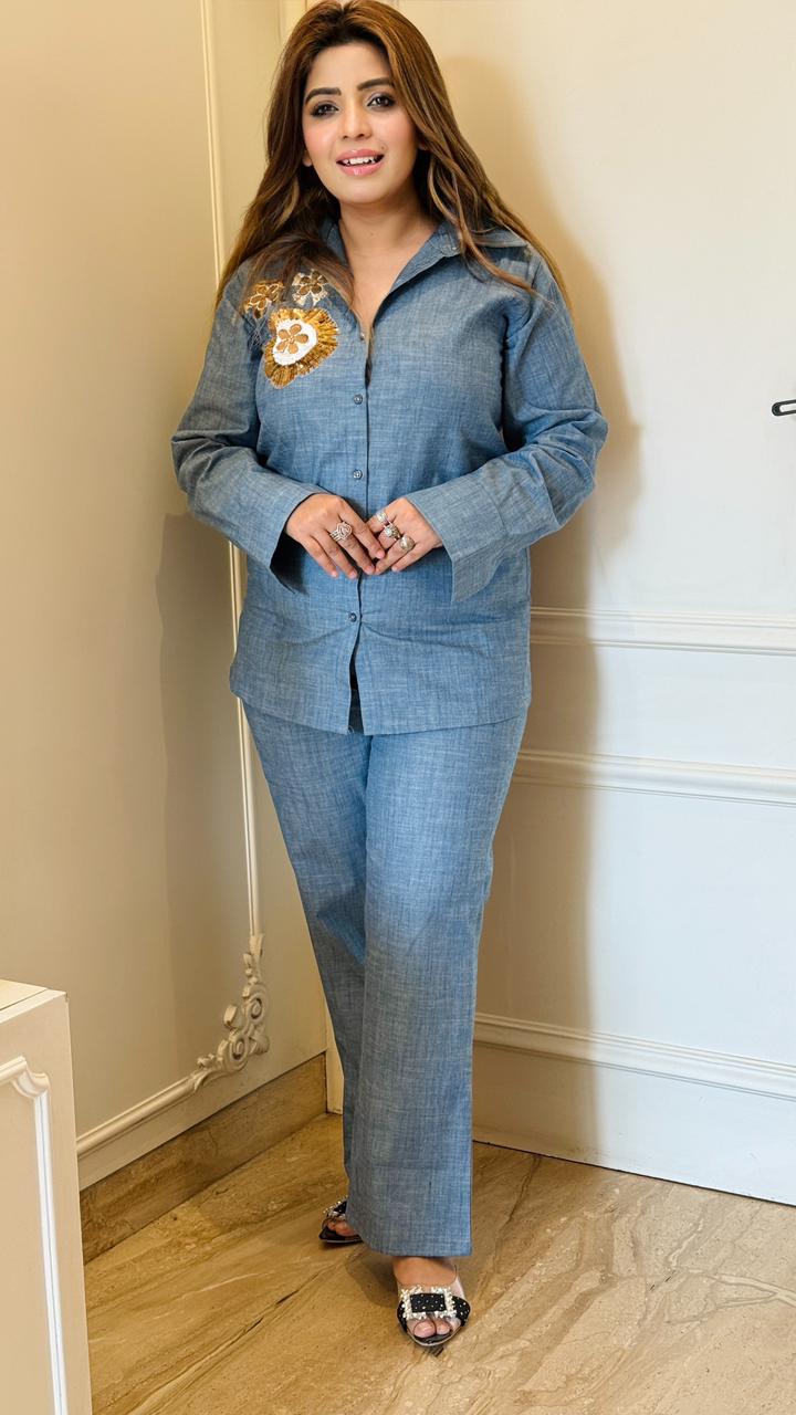 Viya Denim Cordset- Blue, Grey