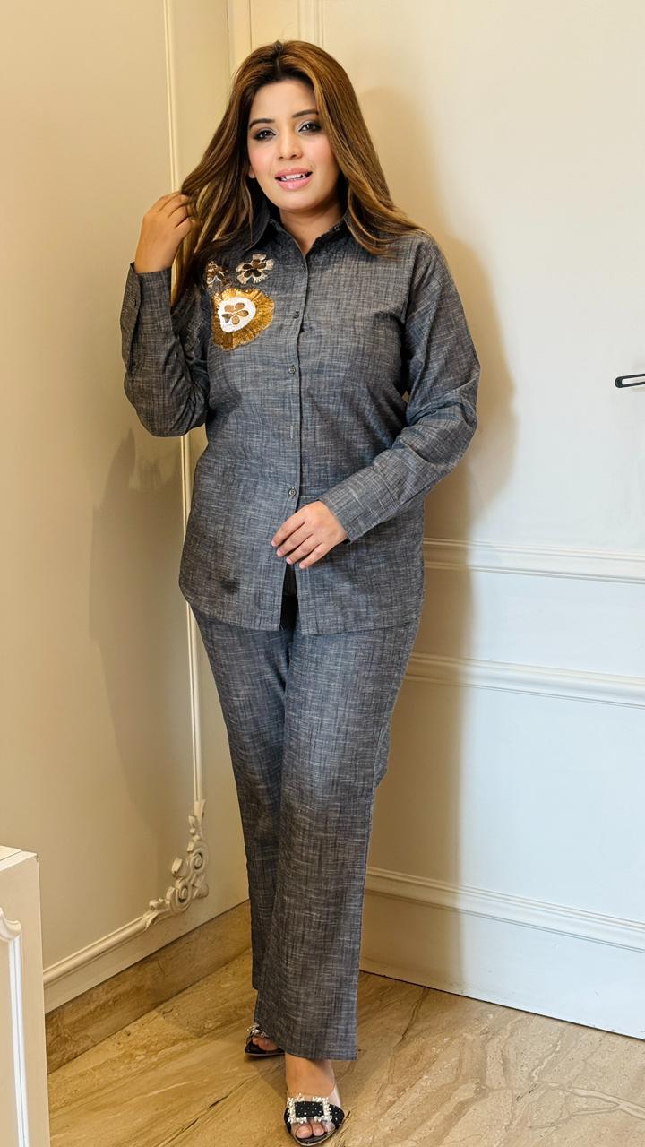 Viya Denim Cordset- Blue, Grey