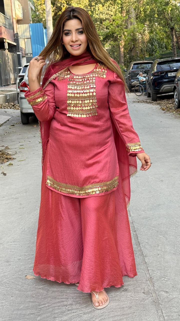 Pranika Plazo Suit Set- Pink