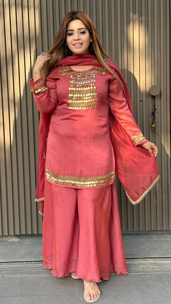 Pranika Plazo Suit Set- Pink