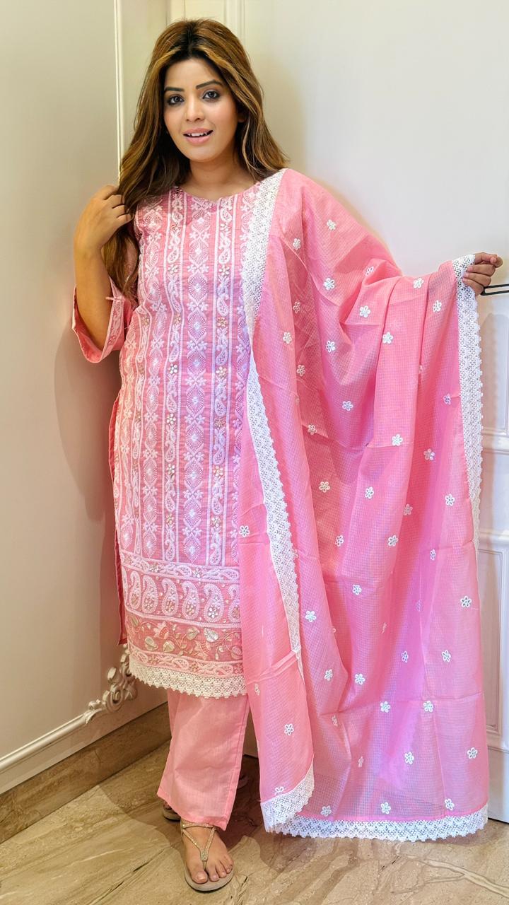 Shyna Lakhnawi Suit Set- Pink, Blue, Green, Lavender