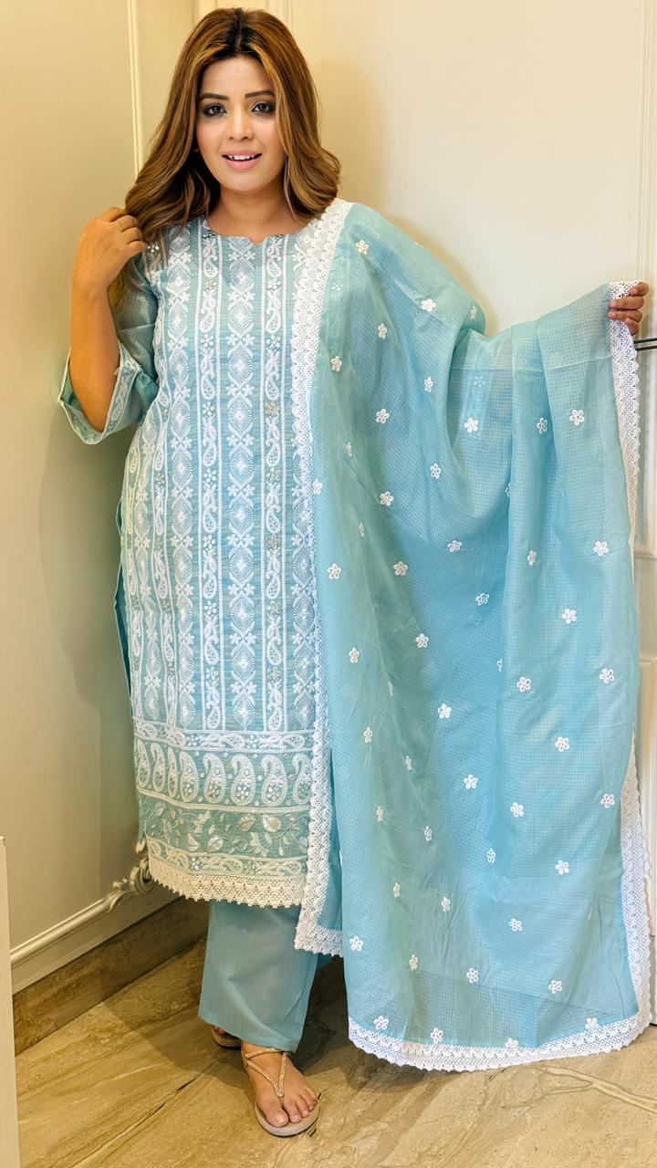 Shyna Lakhnawi Suit Set- Pink, Blue, Green, Lavender
