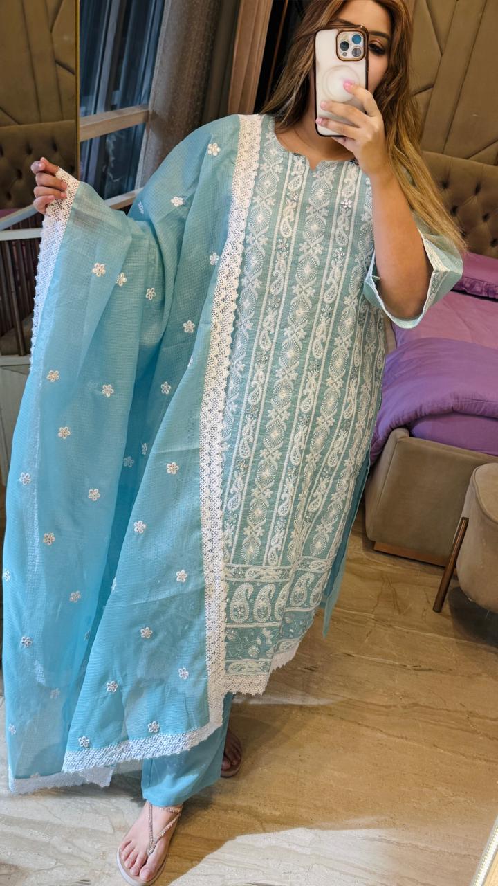 Shyna Lakhnawi Suit Set- Pink, Blue, Green, Lavender
