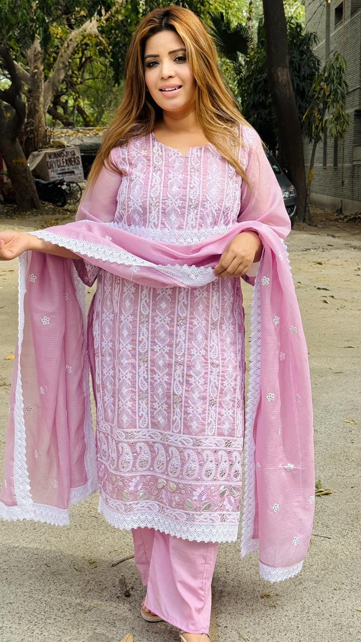 Shyna Lakhnawi Suit Set- Pink, Blue, Green, Lavender