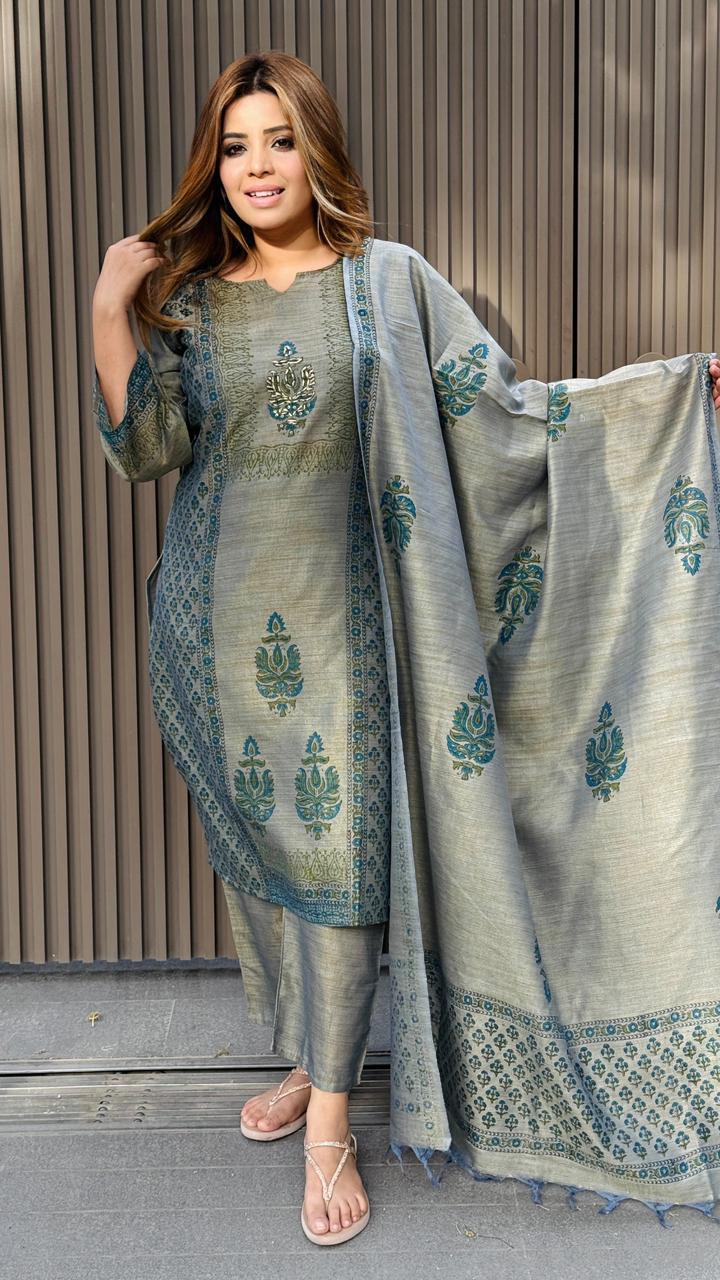 Vedhika Suit Set- Gray