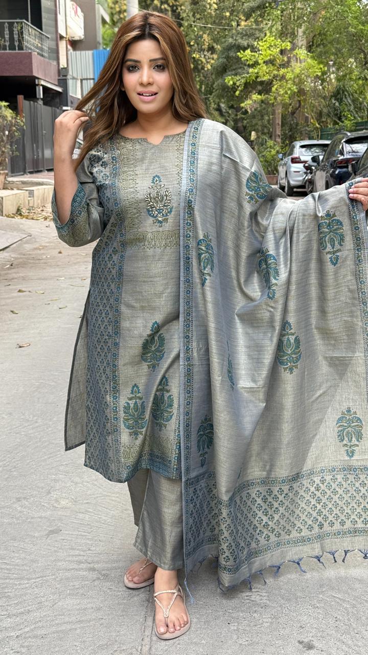 Vedhika Suit Set- Gray