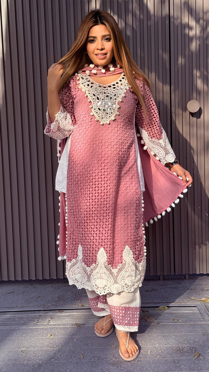 Zarvaya Suit Set- Pink