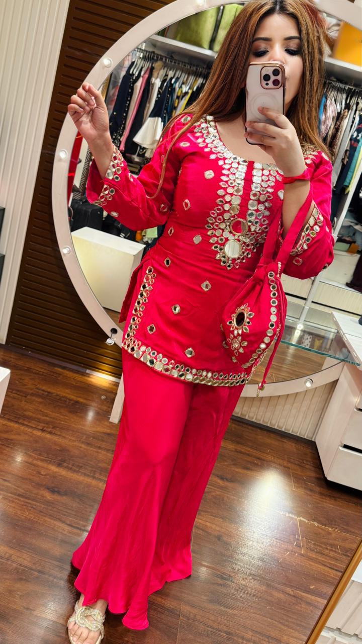 Rivaya Plazo Set- Pink, Magenta