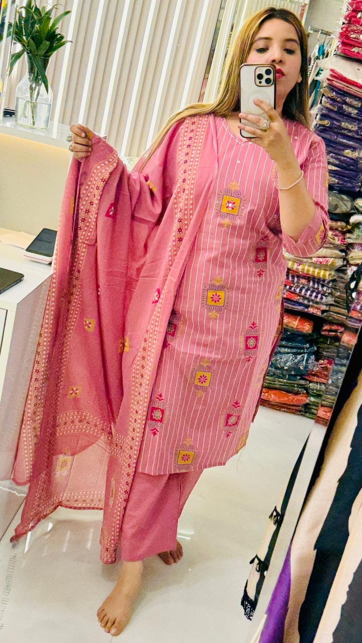 Anvira Suit Set- Brown, Pink, Blue, Navy, Maroon