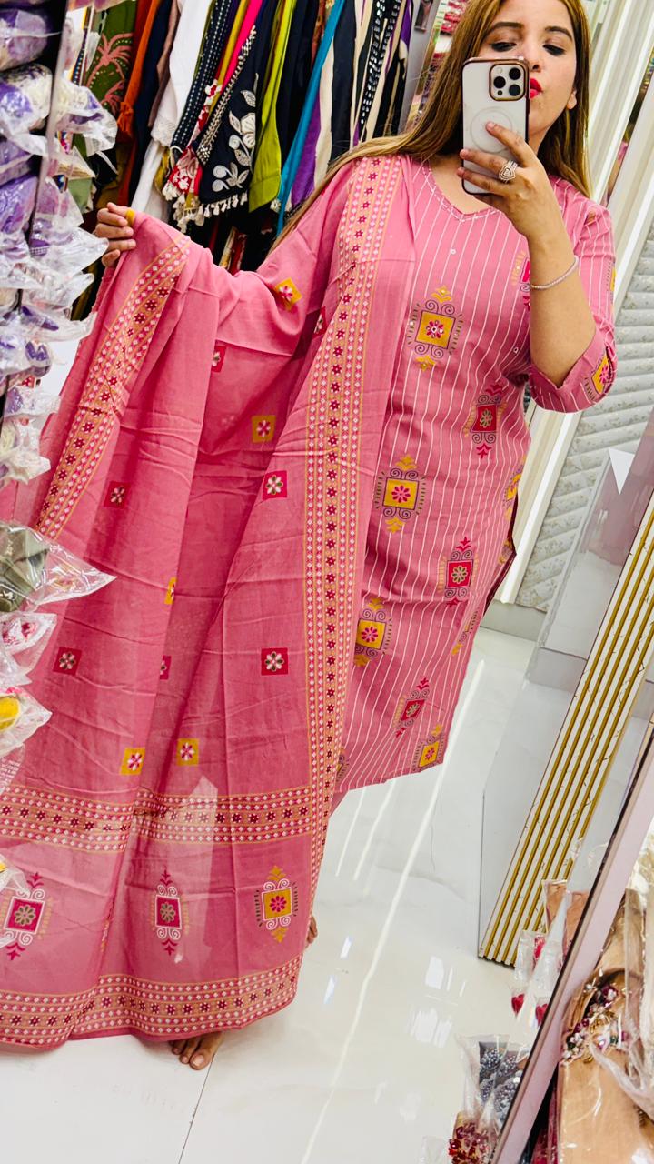 Anvira Suit Set- Brown, Pink, Blue, Navy, Maroon