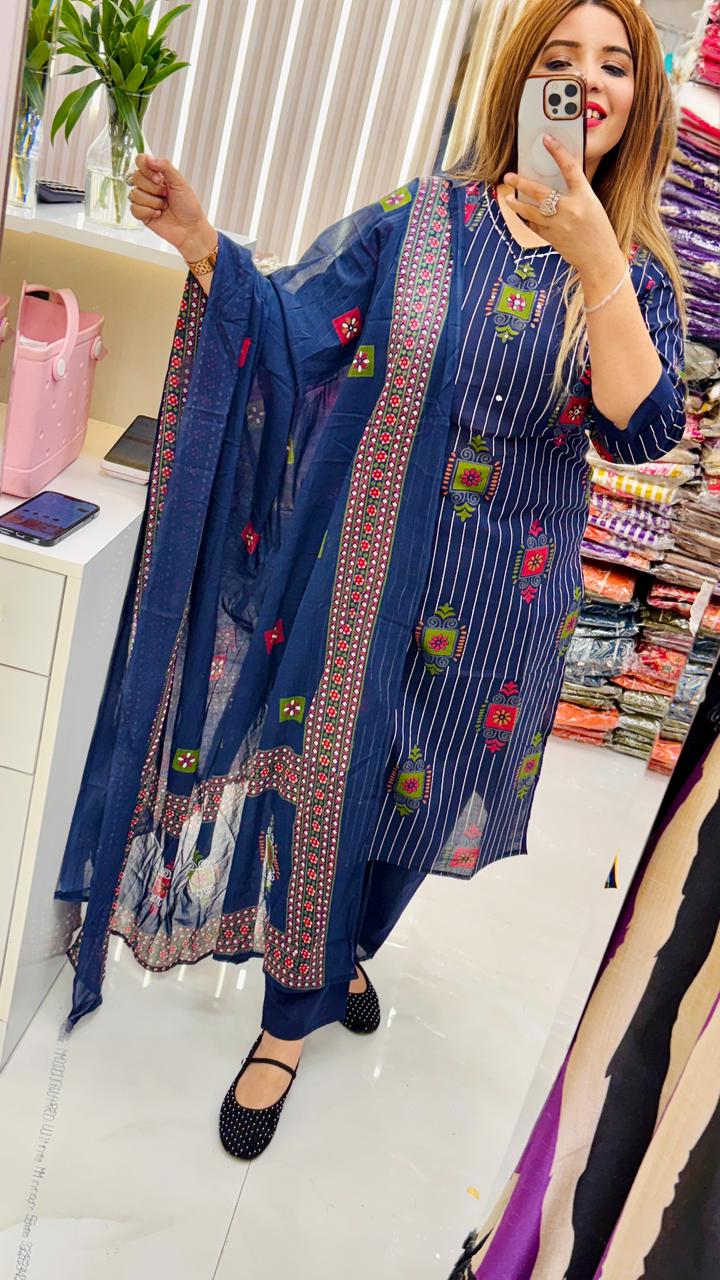 Anvira Suit Set- Brown, Pink, Blue, Navy, Maroon