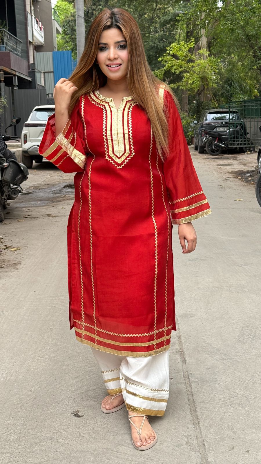 Zehara Farshi Silk Set- Purple, Green, Red