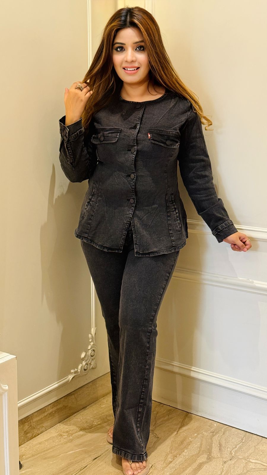 Zyden Denim Cordset- Black, Grey