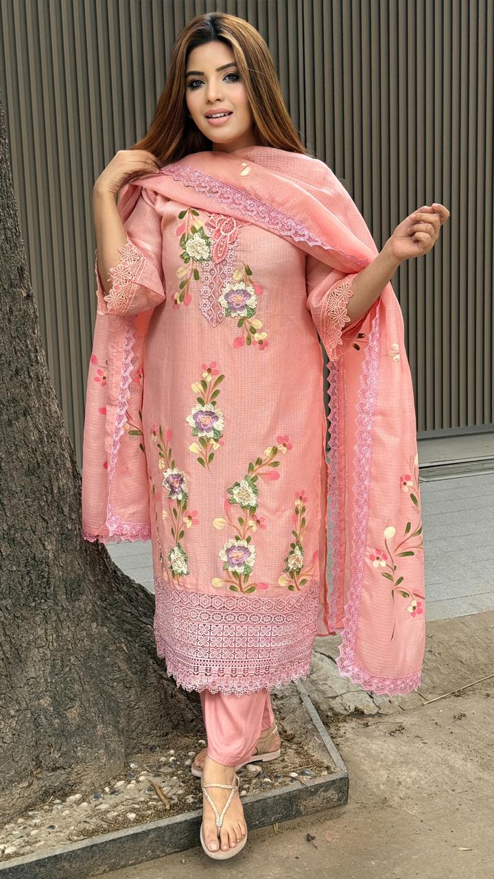 Floraya Tissue Cotton Set- Pink, Green