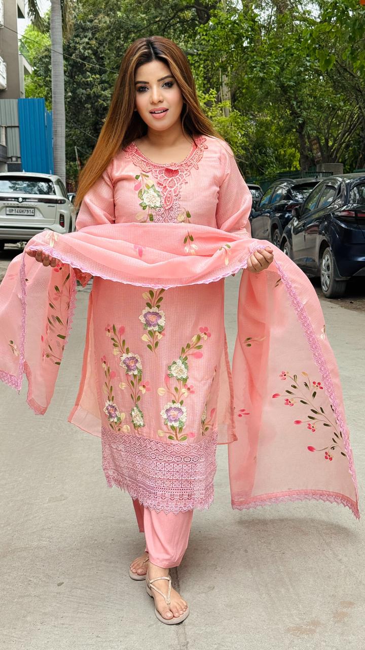 Floraya Tissue Cotton Set- Pink, Green