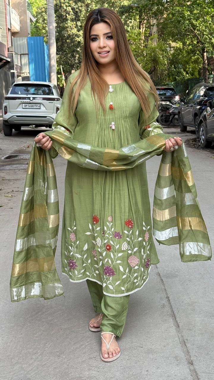 Zehvaya Cotton Set- Green, Pink