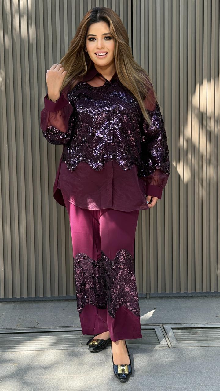 Zivanshi Sequin Cordset- Purple