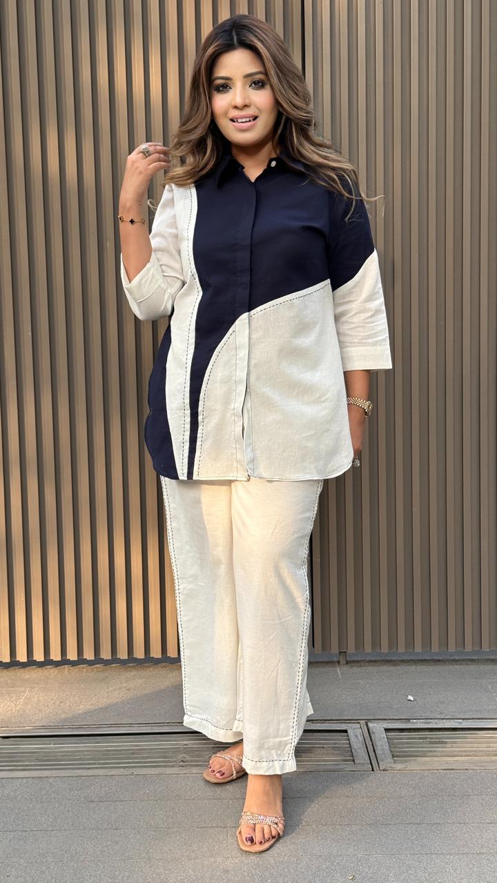 Ritvisha Cotton Cordset- Navy