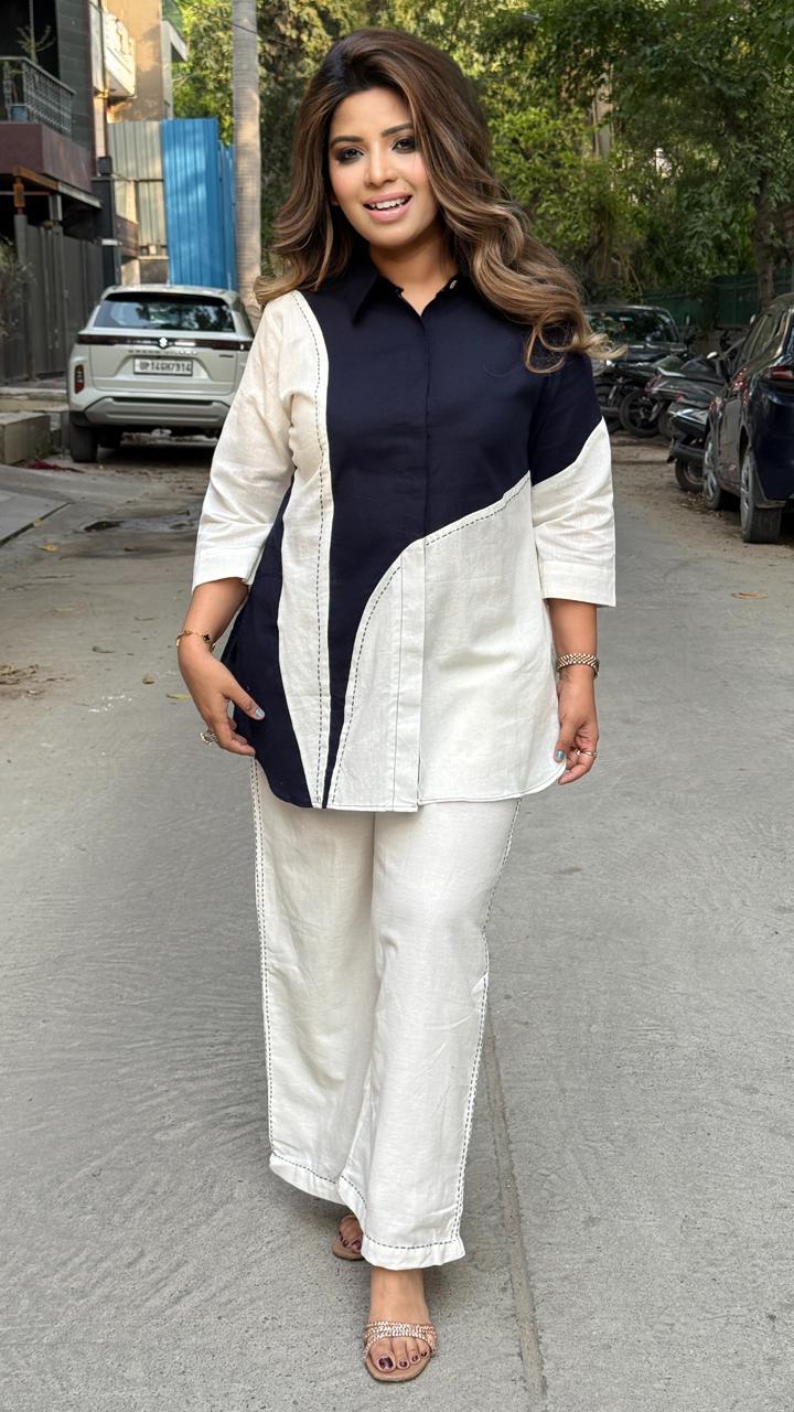 Ritvisha Cotton Cordset- Navy