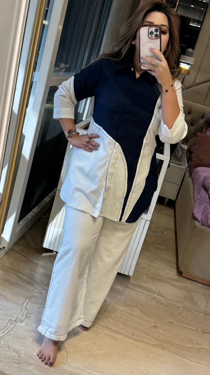 Ritvisha Cotton Cordset- Navy