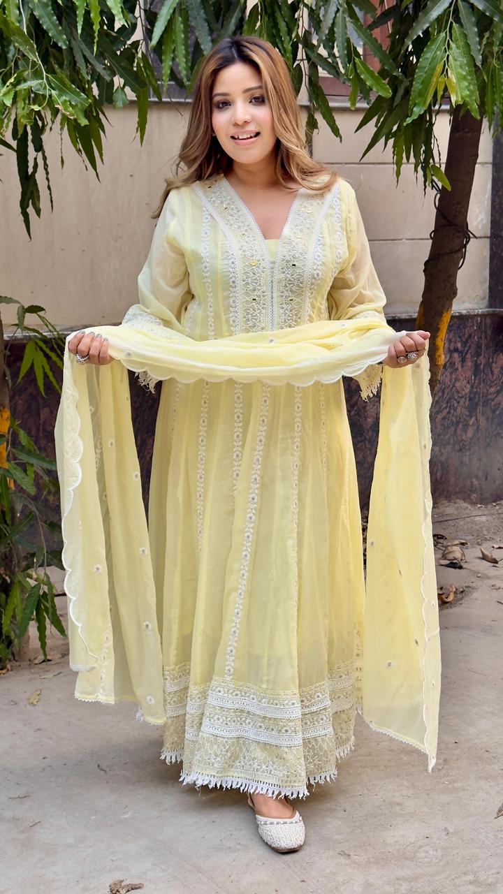Nazmika Cotton Anarkali Suit Set