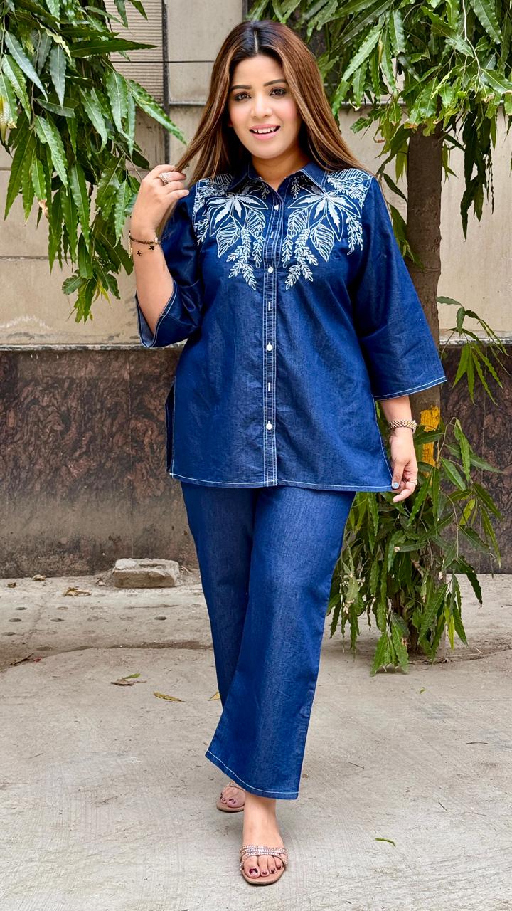 Devanshira Denim Cordset- Navy