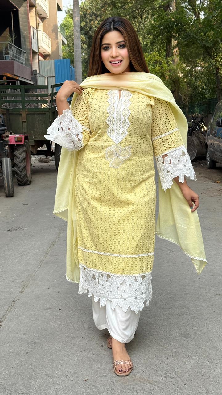 Zehraanshi Schiffli Suit Set