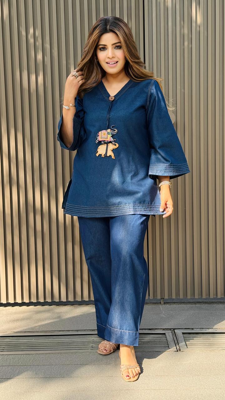 Denyra Denim Cordset- Navy