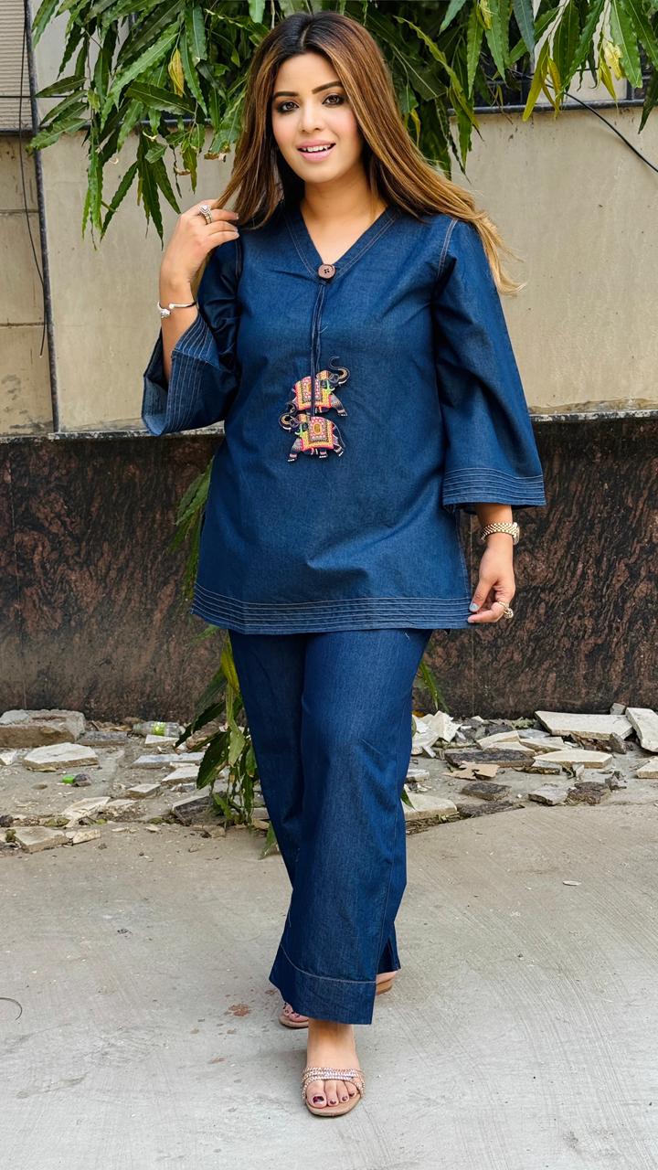 Denyra Denim Cordset- Navy