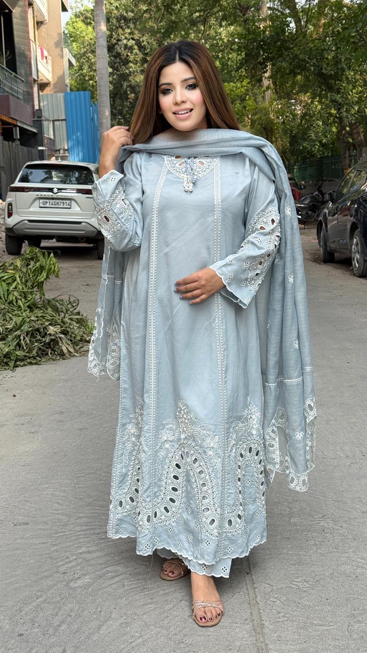 Pariza Anarkali Set- Blue